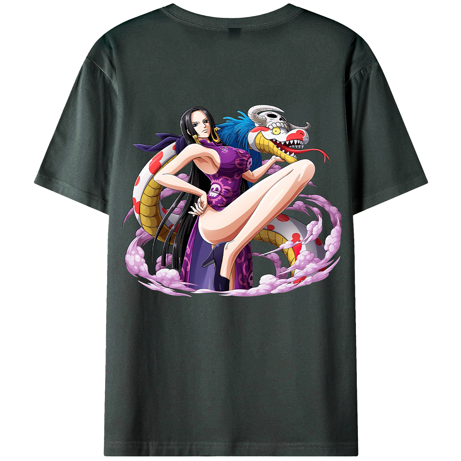 ワンピース ボア・ハンコック ONE PIECE Boa·Hancock 綿100％ メンズ半袖Tシャツ（バックプリント） 通気性